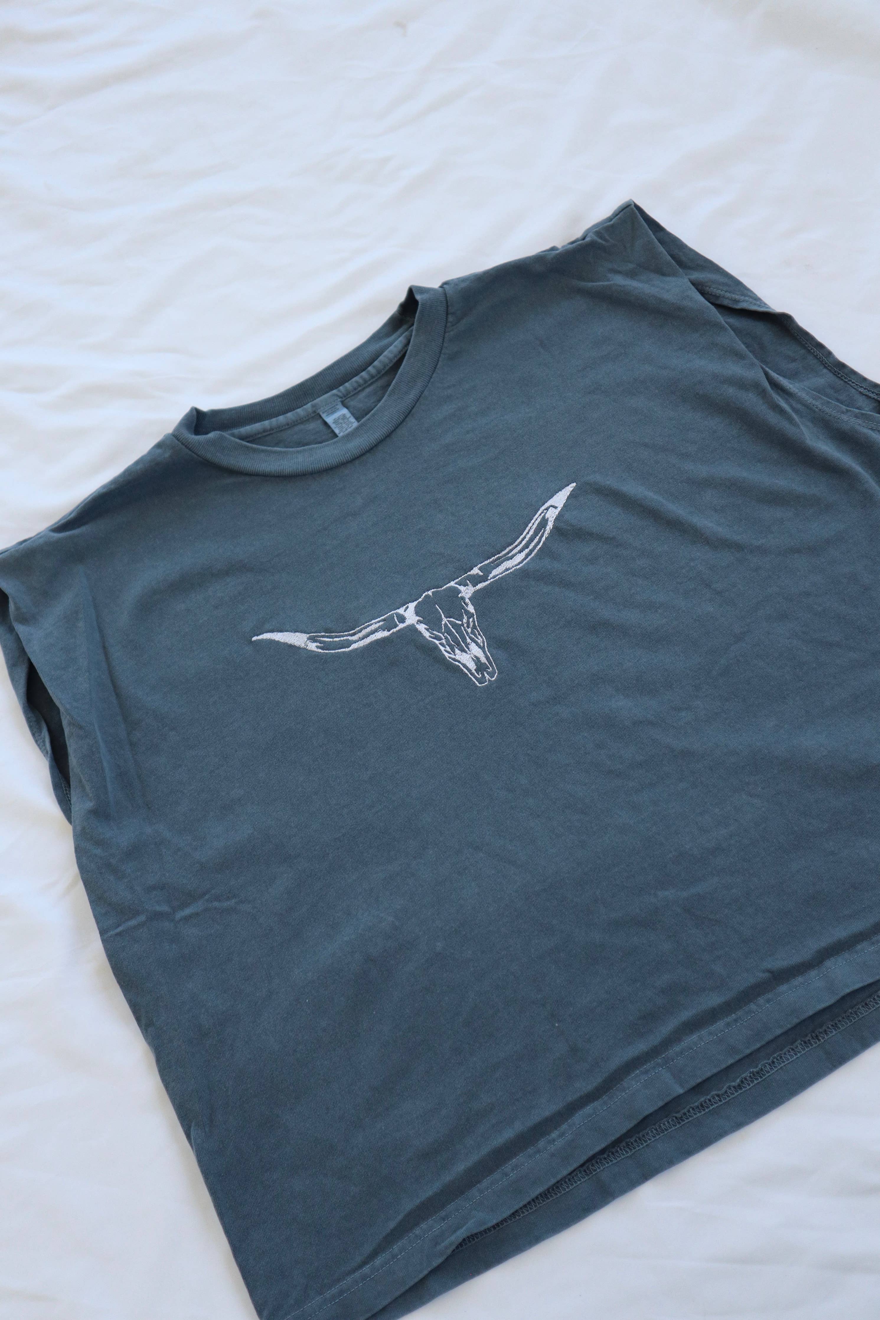 Longhorn Cropped Muscle Tee