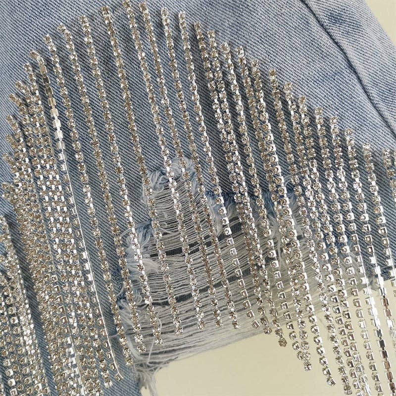 Shine On Fringe Denim Shorts