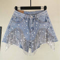 Shine On Fringe Denim Shorts