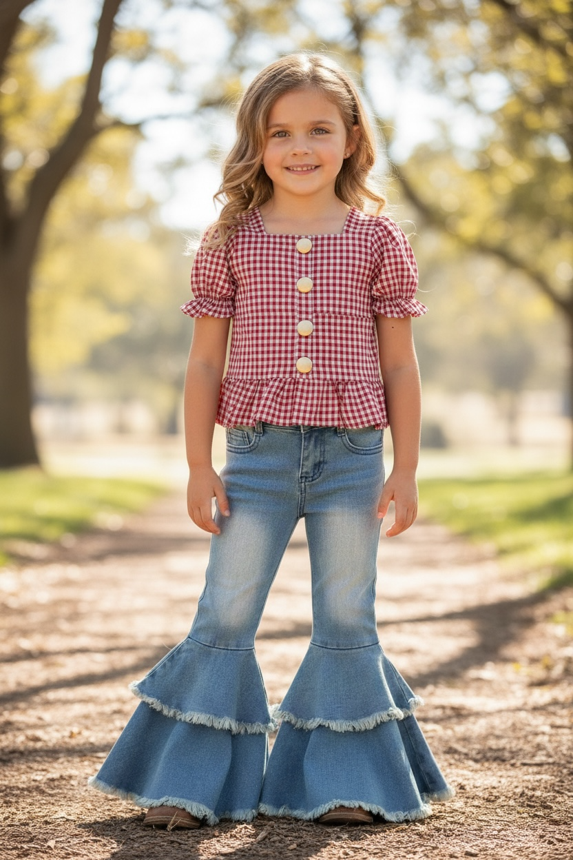 Cherry Checker Stretch Top