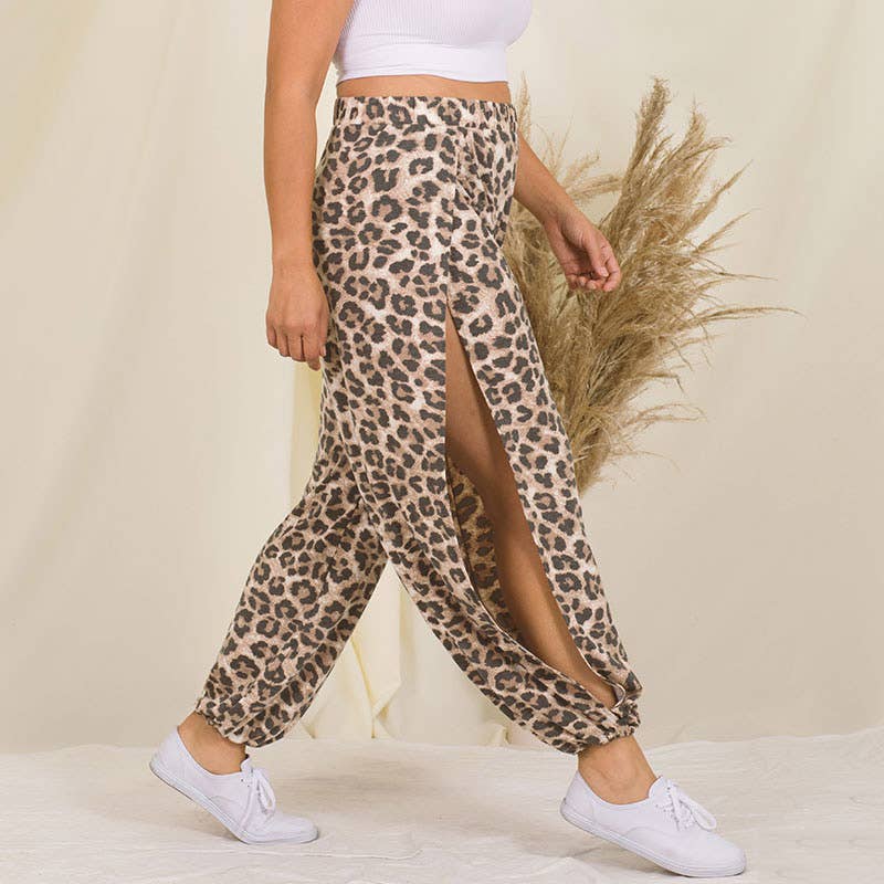 Léa Leopard Split Pant - PLUS SIZE