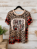 Mama Leopard & Plaid Baseball Graphic Tee