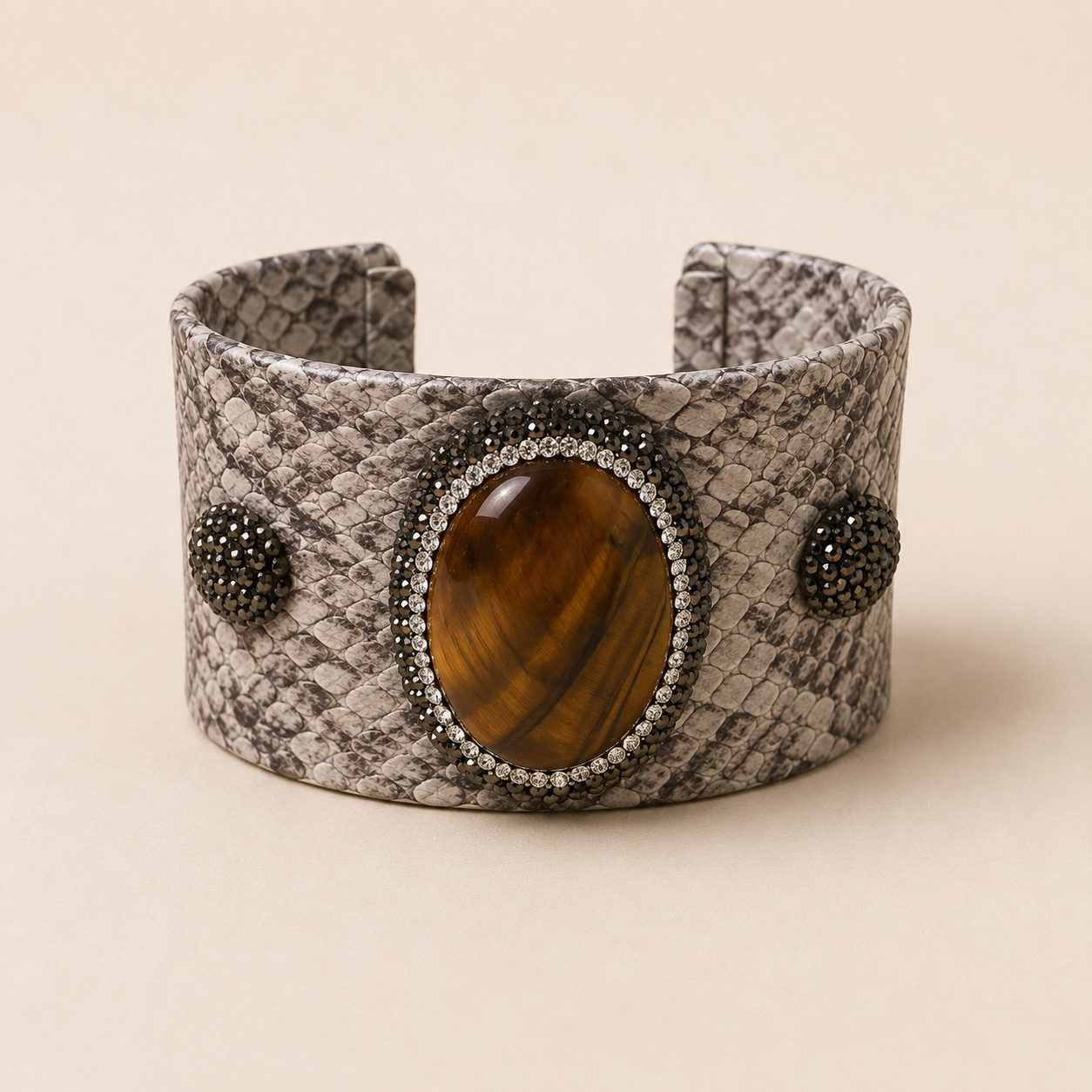 Serpentine Stone Statement Cuff - Rust Stone