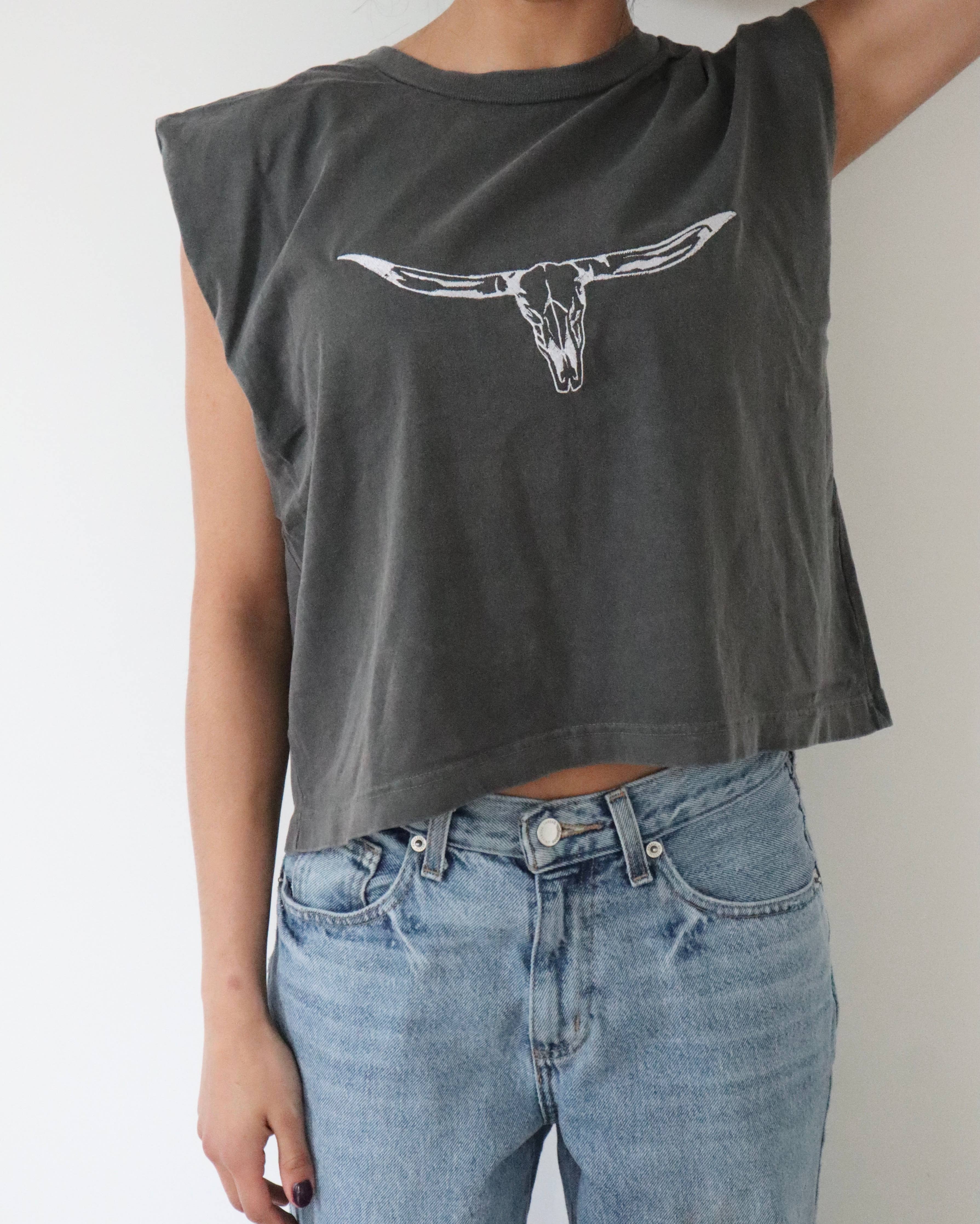 Longhorn Cropped Muscle Tee